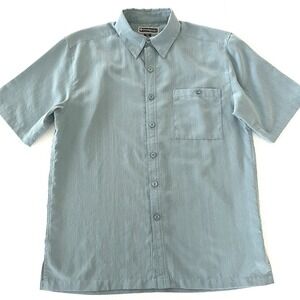 Weekender‎ Casual Lifestyle Men's Shirt  L Turquesa Blue Textured Short Sleeve